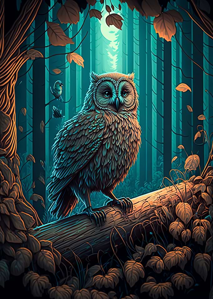 owl night moon
