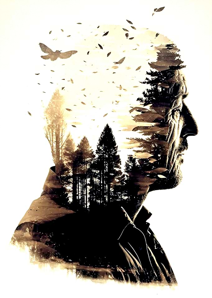 Landscape in man face