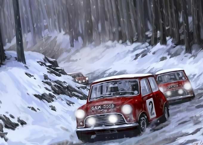 mini car on snow