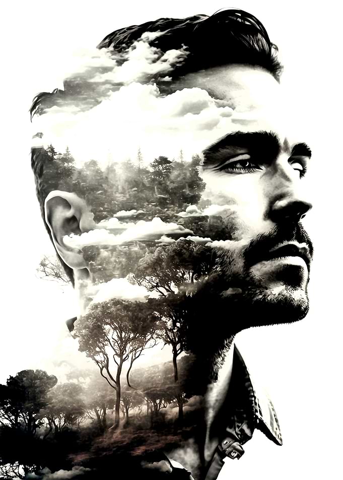 Landscape in man face
