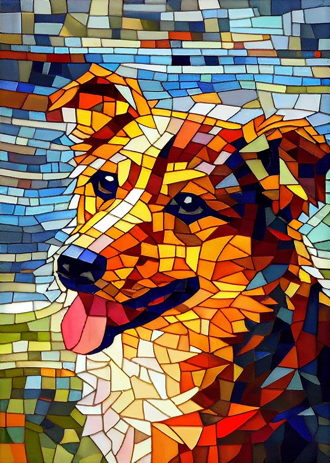 Dog 2 Stained Glass Style