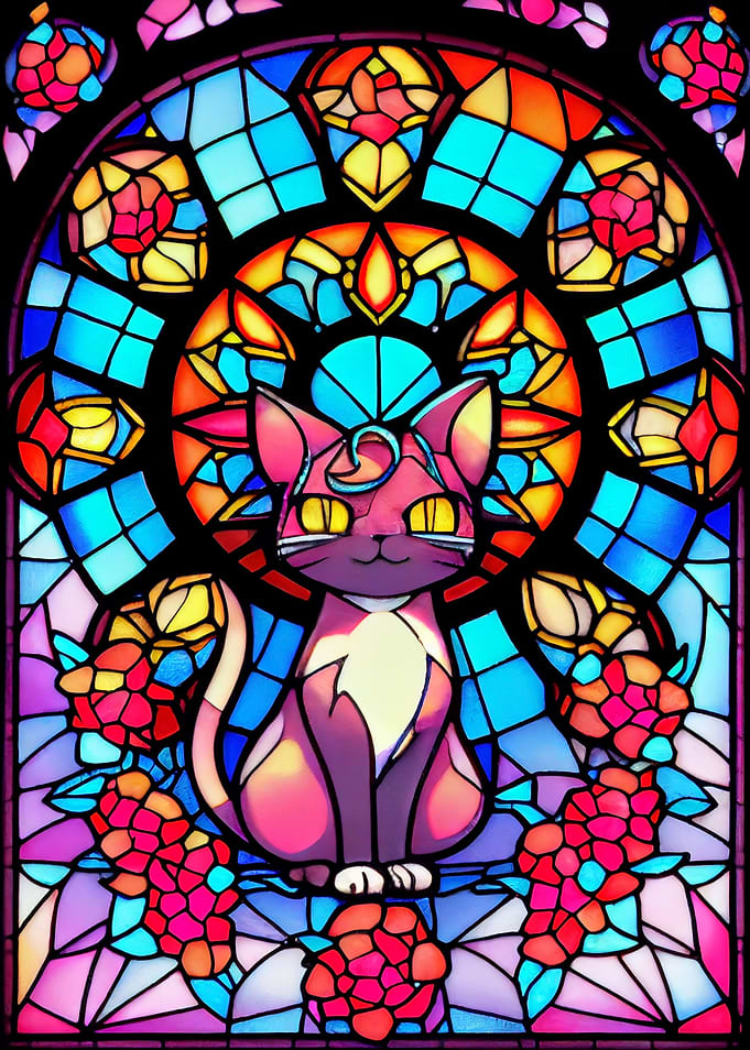 Cat 2 Stained Glass Style