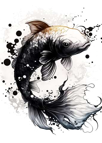 Japan watercolor Koi Fish