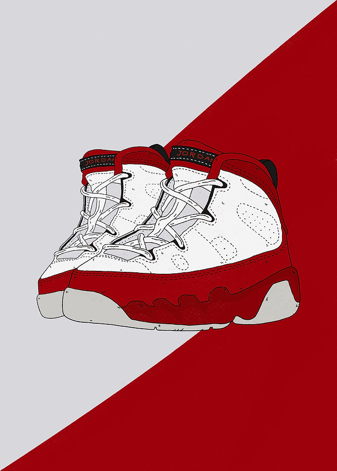 jordan 9 red white