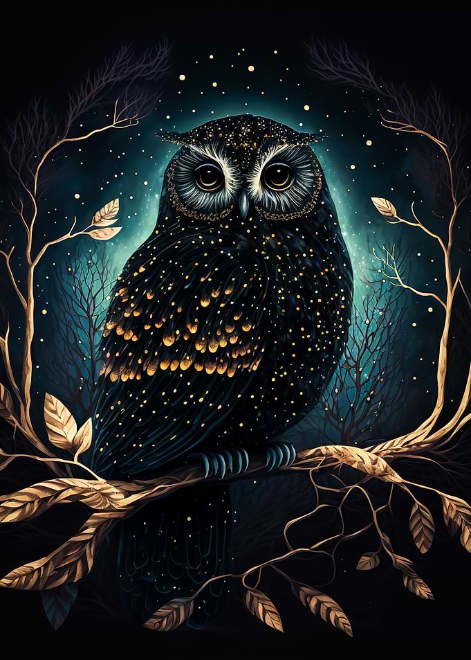 owl night moon
