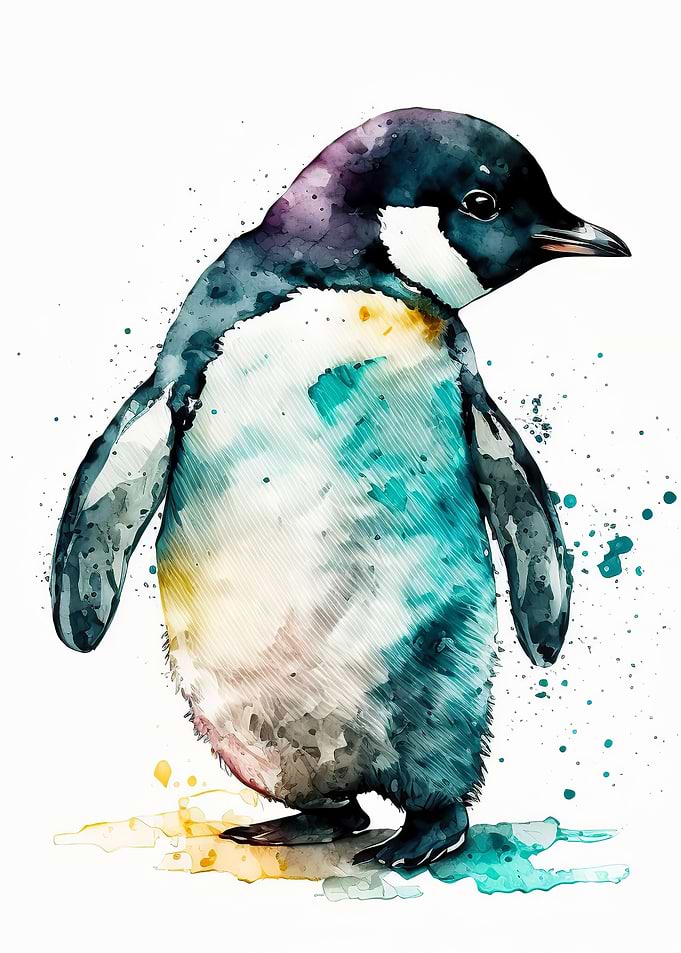 Cute watercolour penguin