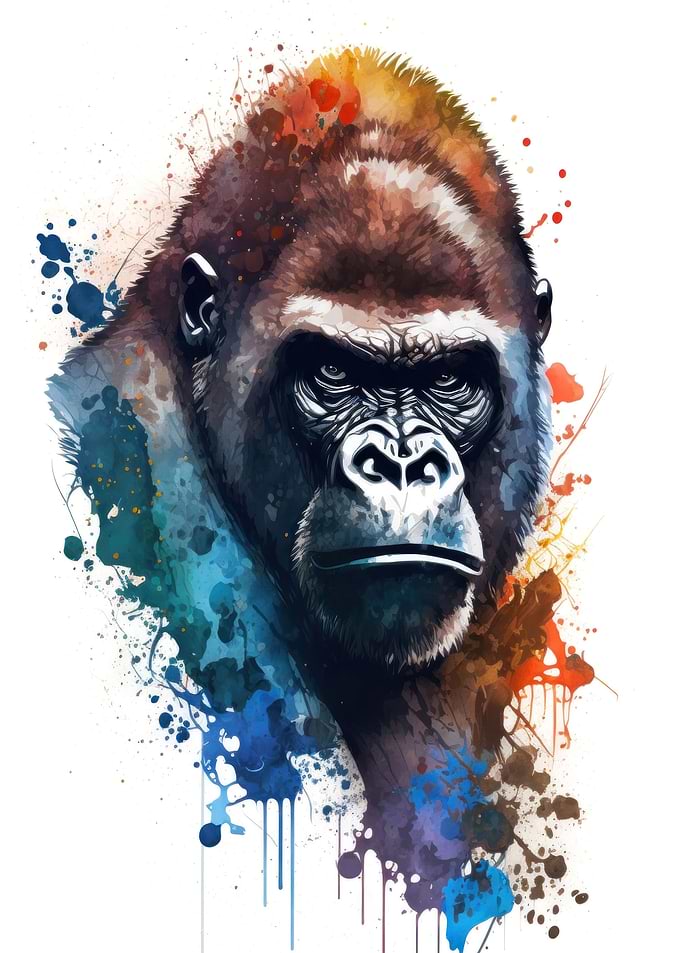 Gorilla in watercolor
