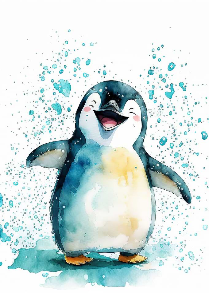 Cute watercolour penguin