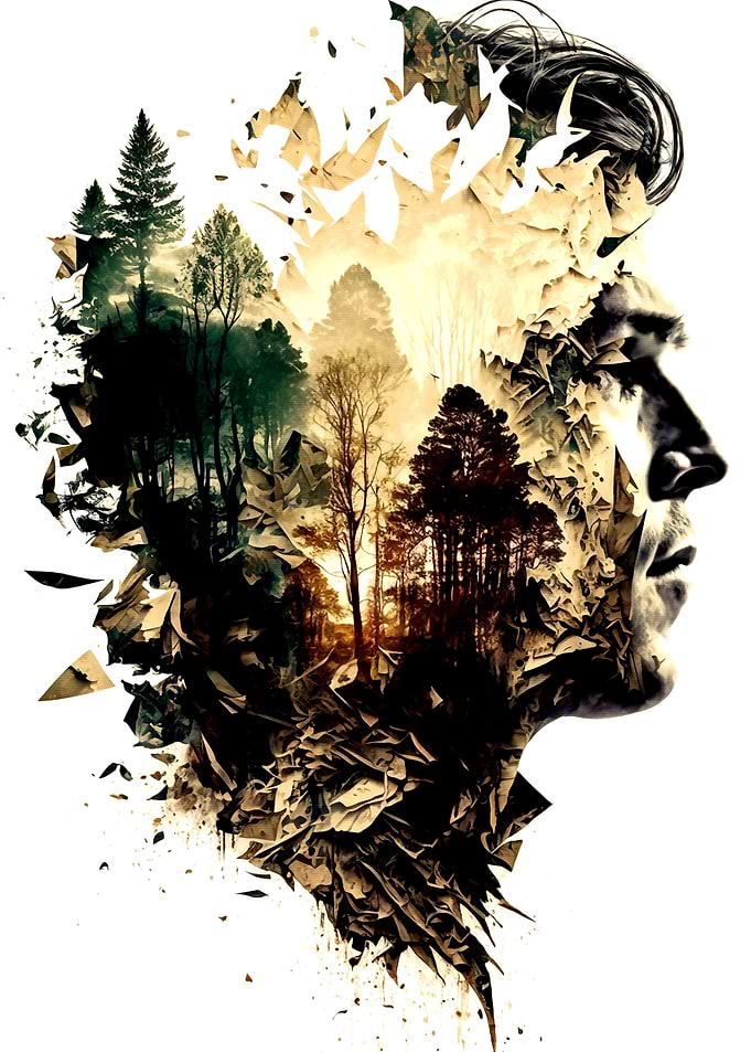 Landscape in man face