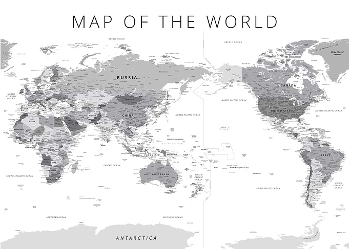 World Map Pacific Centered