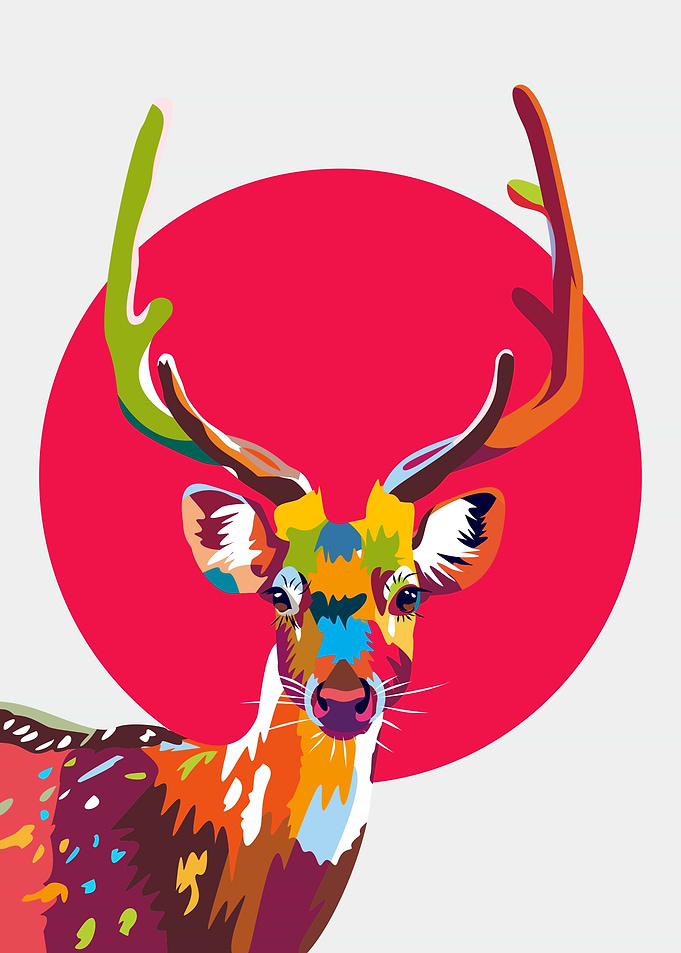Deer Pop Art Vector Wall