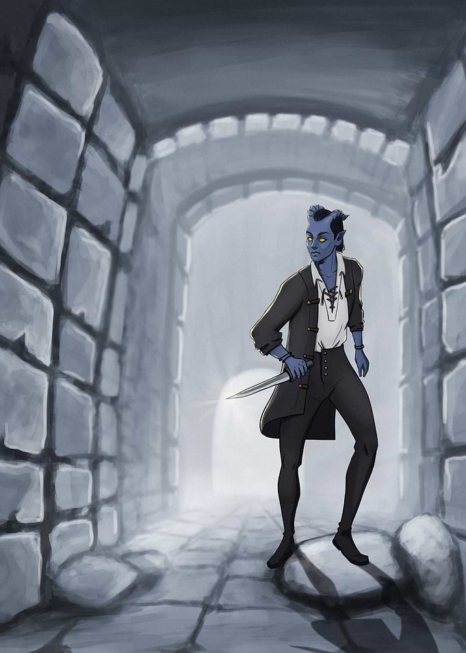 Damien in a dark alley