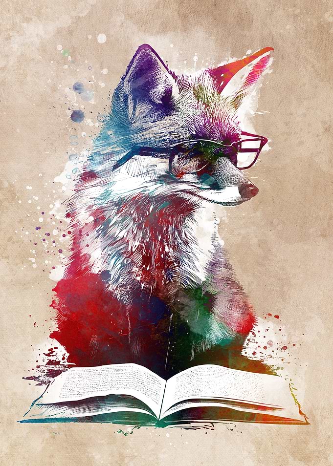 Fox reading book