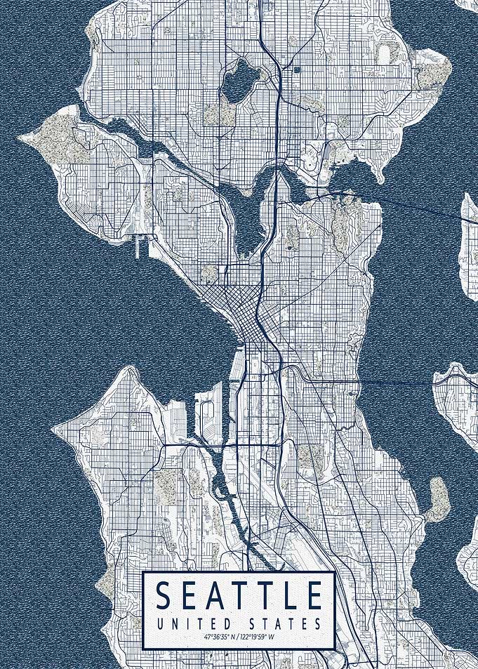 Seattle City Map Coastal
