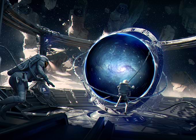 Sci Fi astronaut in portal