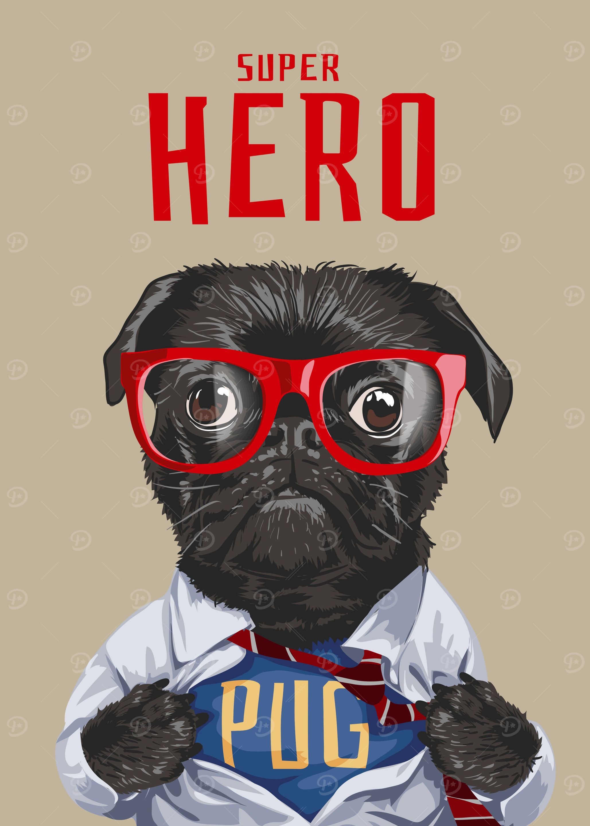 Superhero pug dog