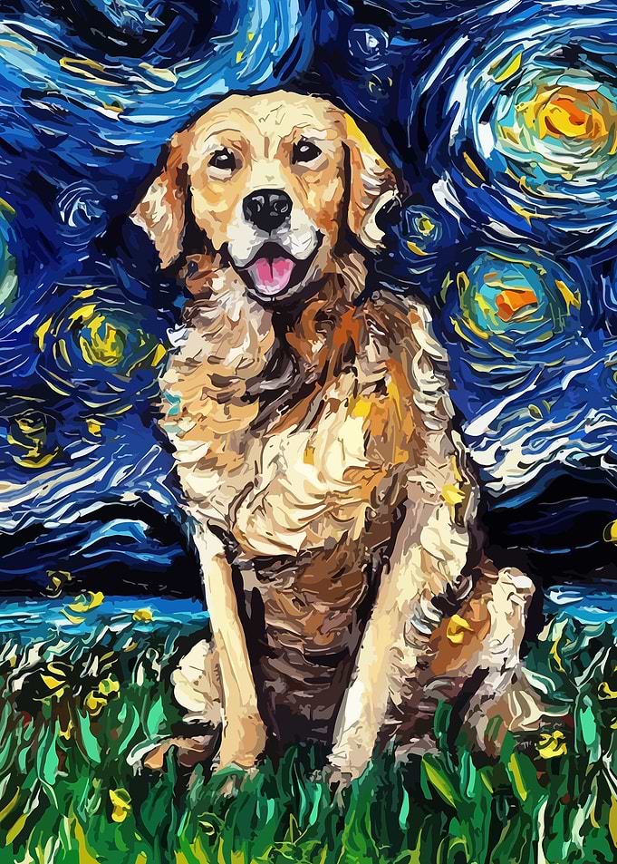 Dog Starry Night Van Gogh