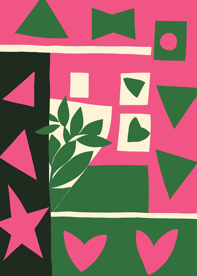 Pink and Green Paper Cuts