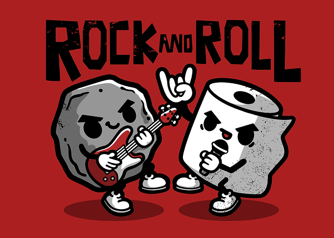 Rock and toilet roll