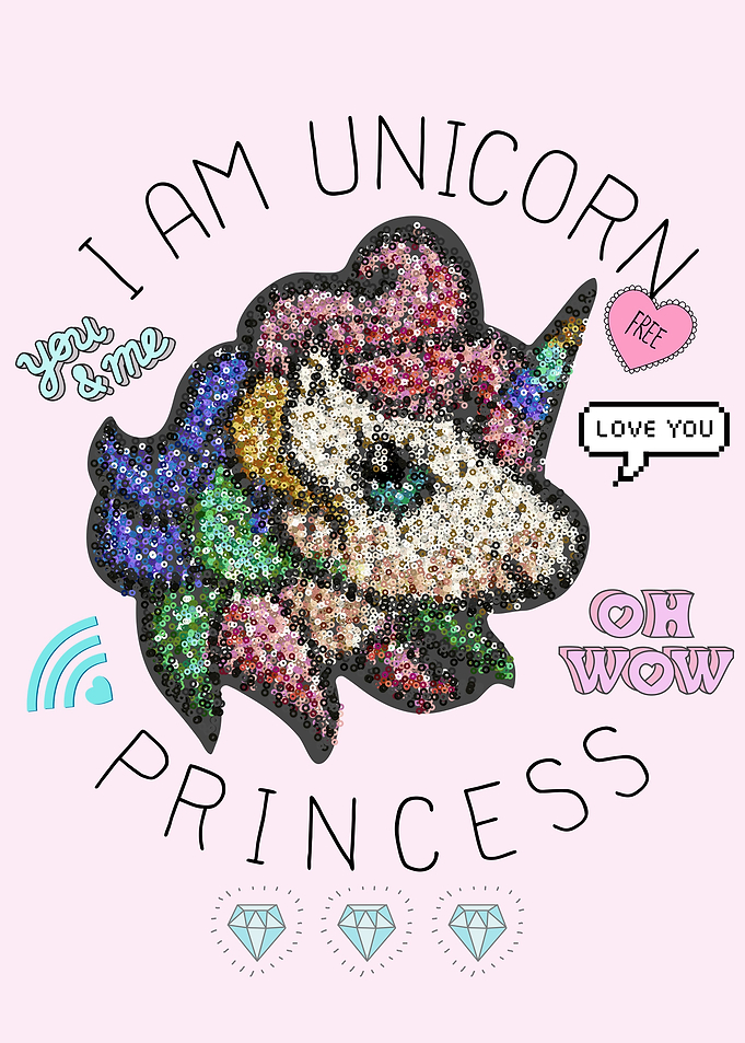 Cartoon unicorn sequins