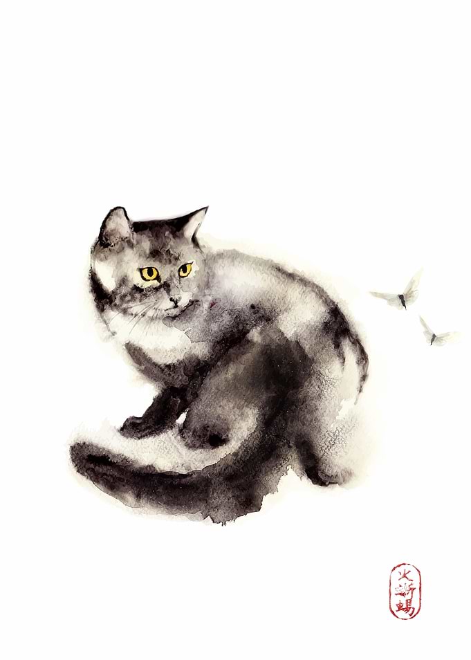 Watercolor Cat Painting