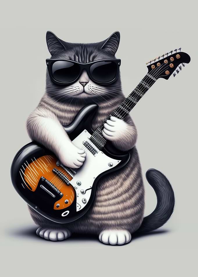 Cat playing guitar