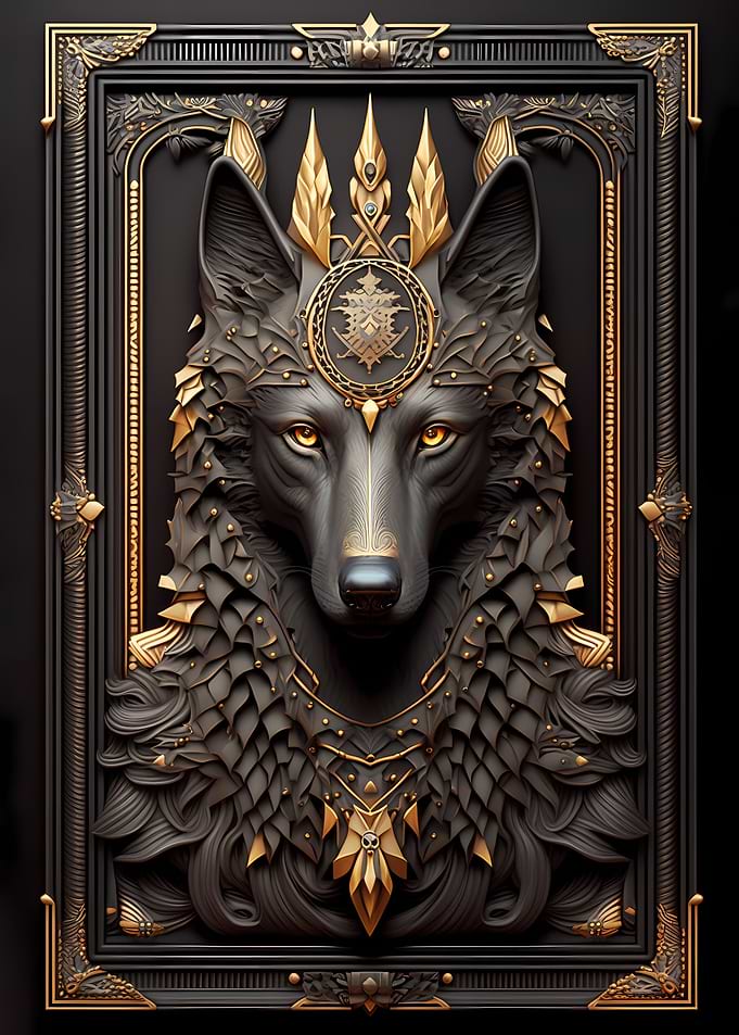 King Wolf Golden Art Deco