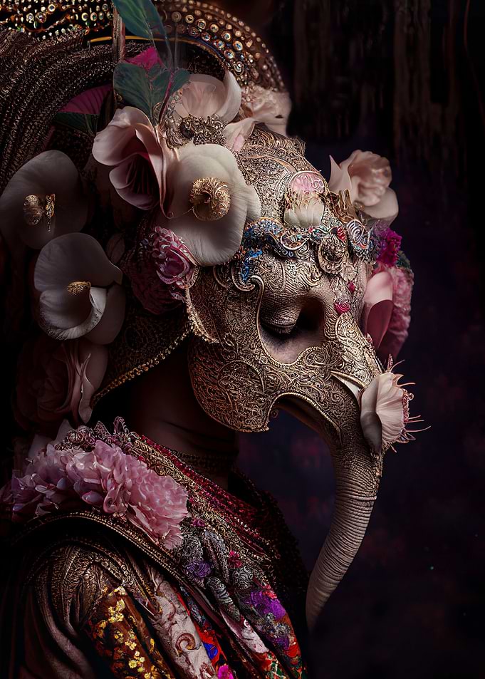 Flower masked elephant