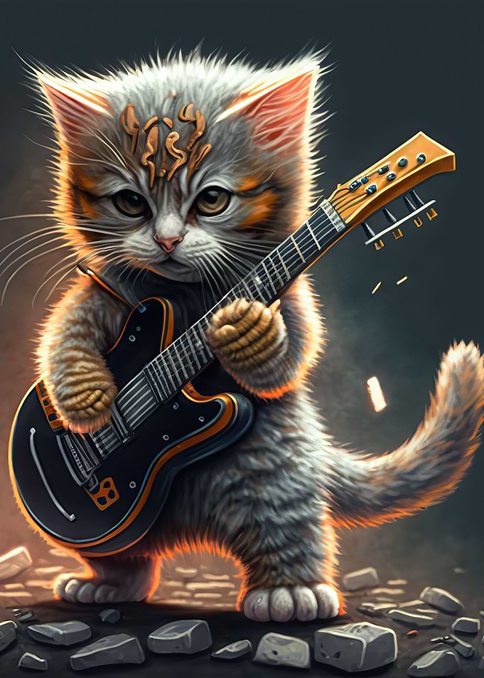 Cat playing guitar