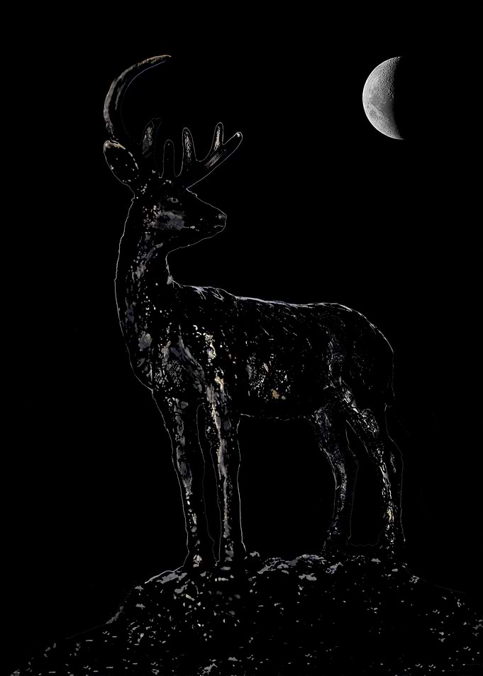 Stag Winter Crescent Moon