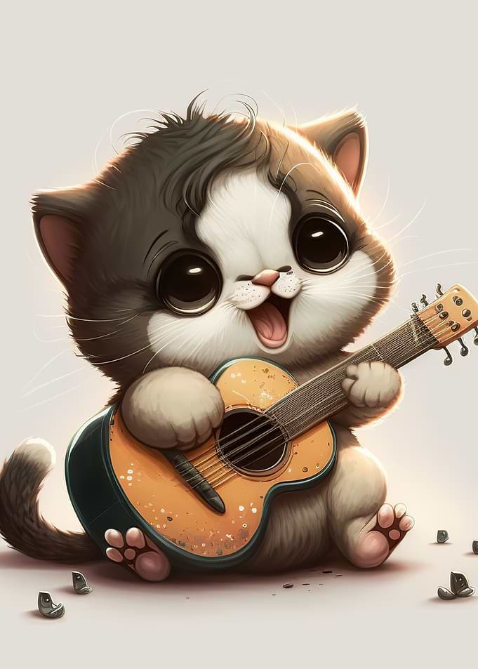Cat playing guitar