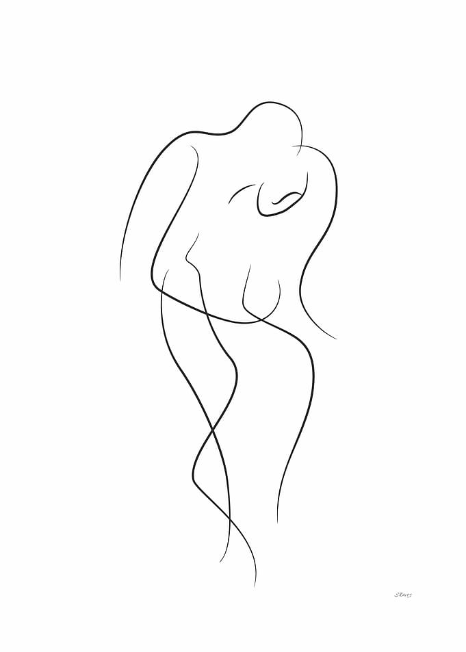Abstract embrace sketch