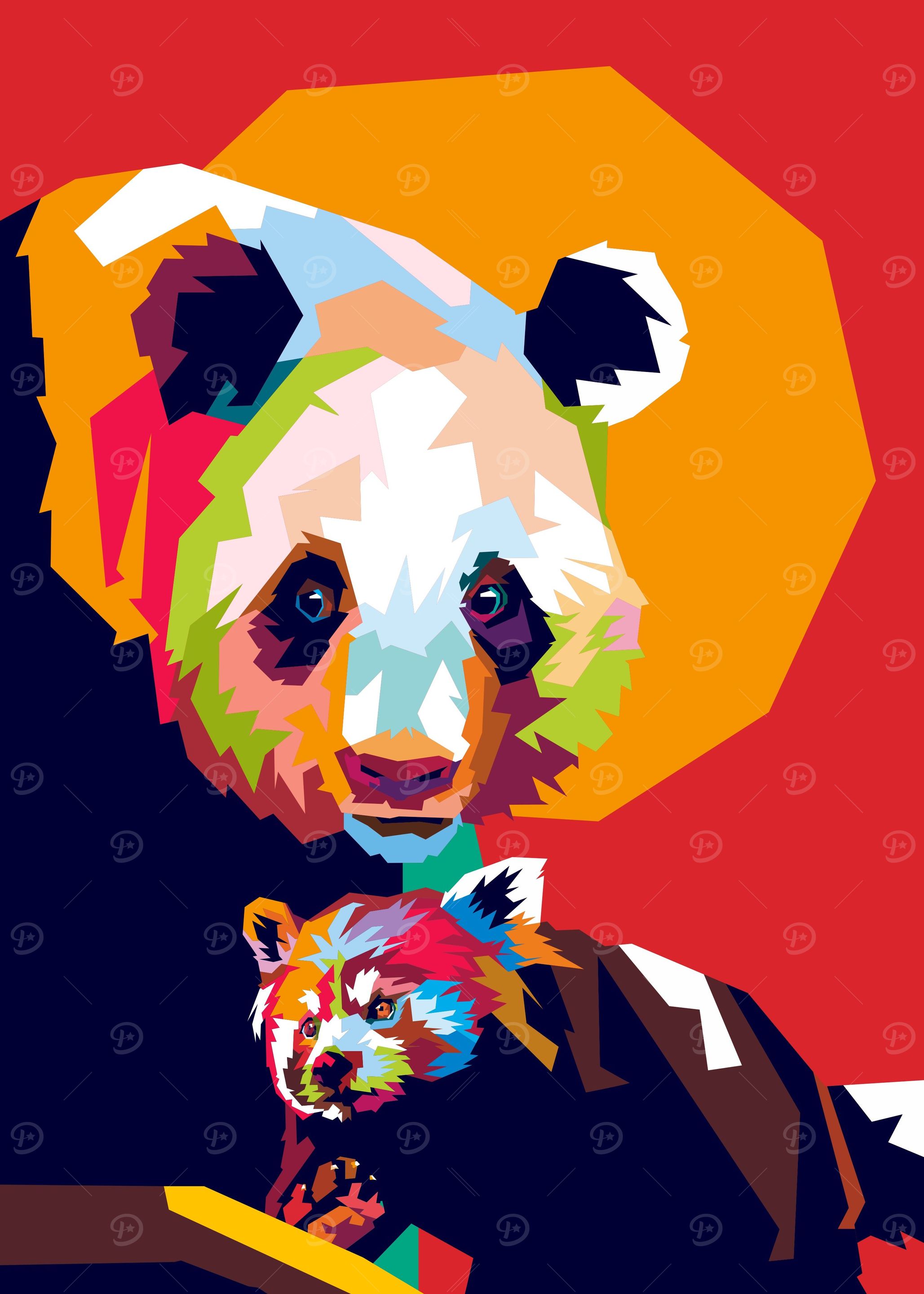 Panda and Red Panda Popart