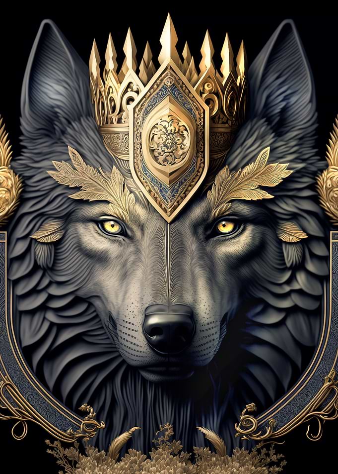 Royal Wolf Golden Art Deco