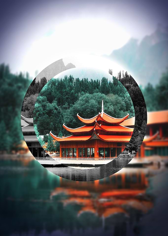 Japanese Pagoda Landscape