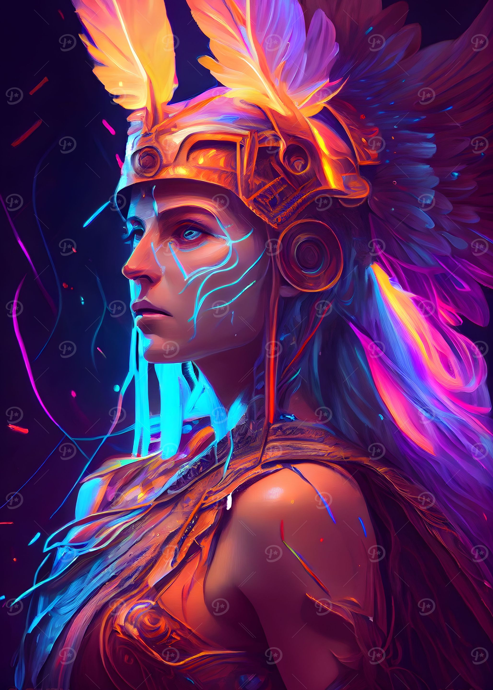 Neon Athena Goddess