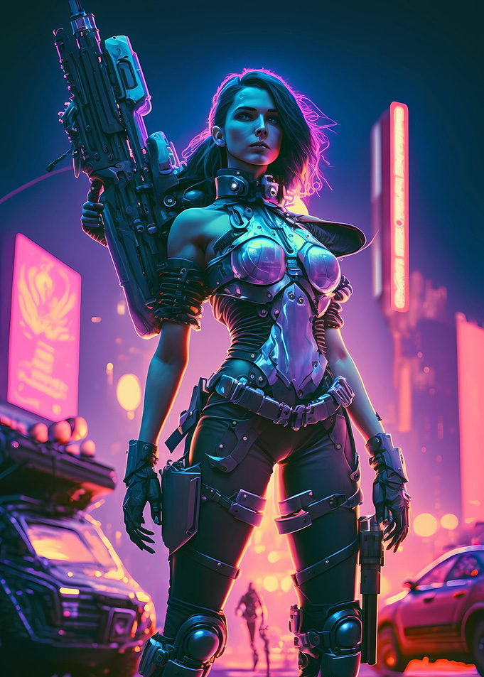 Bad ass cyberpunk girl