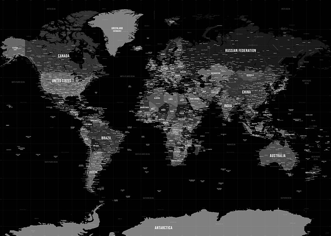 Black World Map
