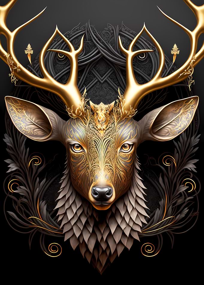 Queen Deer Golden Art Deco