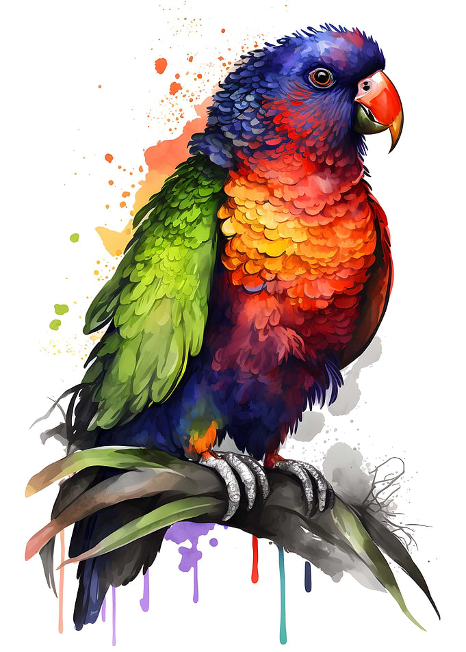Exotic Birds Watercolor