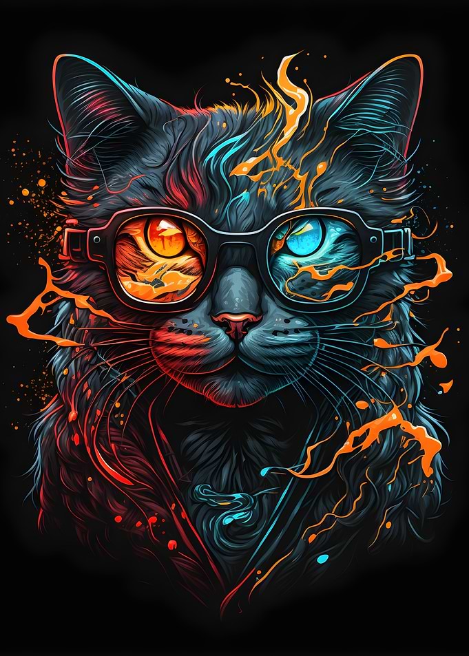 Cat Retro Wearing Glasses
