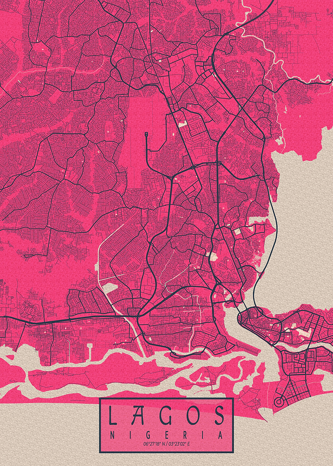Lagos City Map Blossom