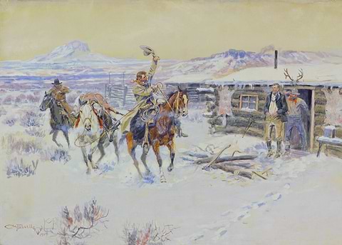 Christmas at the Line Camp — western art metal poster