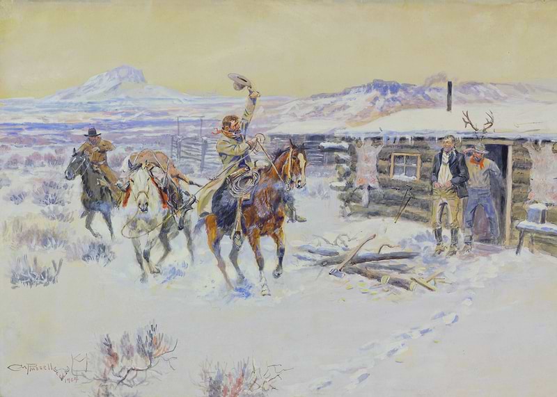 Christmas at the Line Camp — western art metal poster