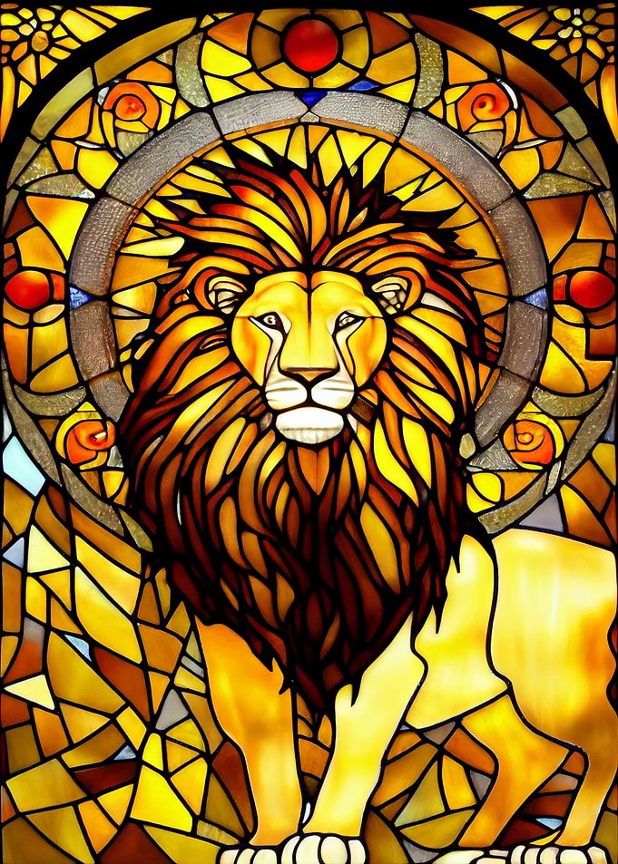 Lion Stained Glass Style