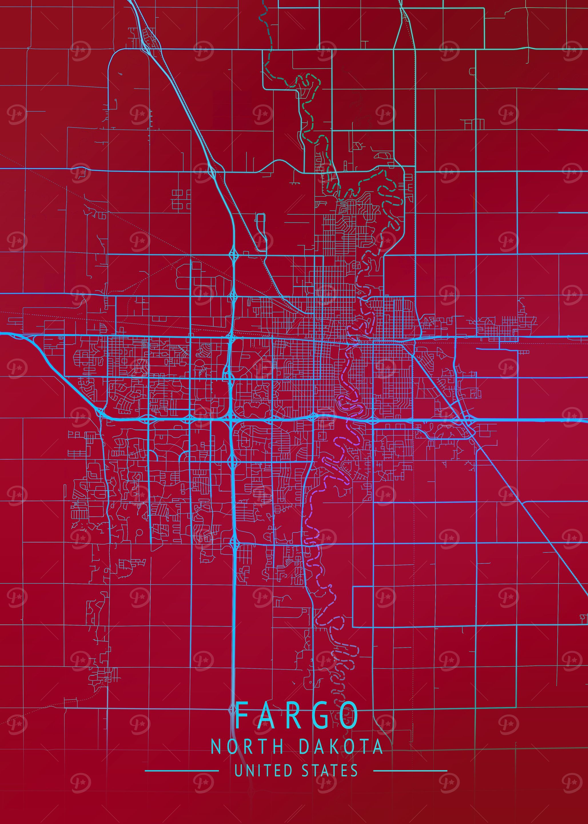 Fargo USA City Map