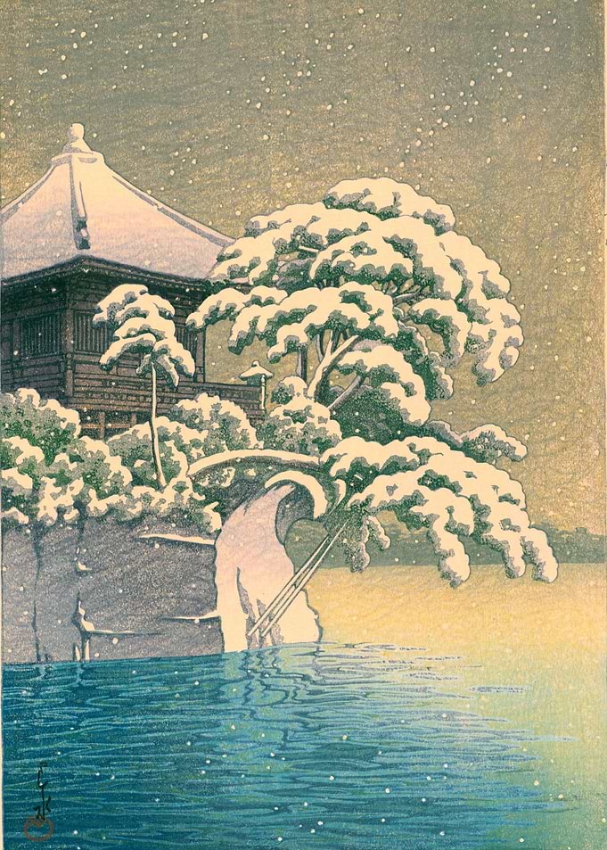Snow Godaido Temple Kawase