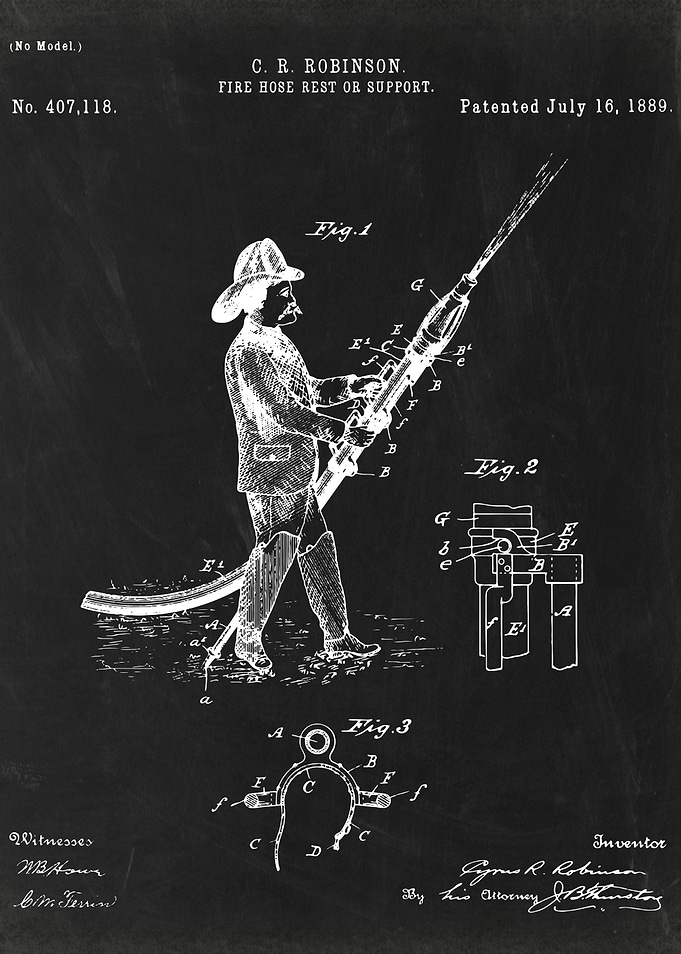 patented fire hose holder