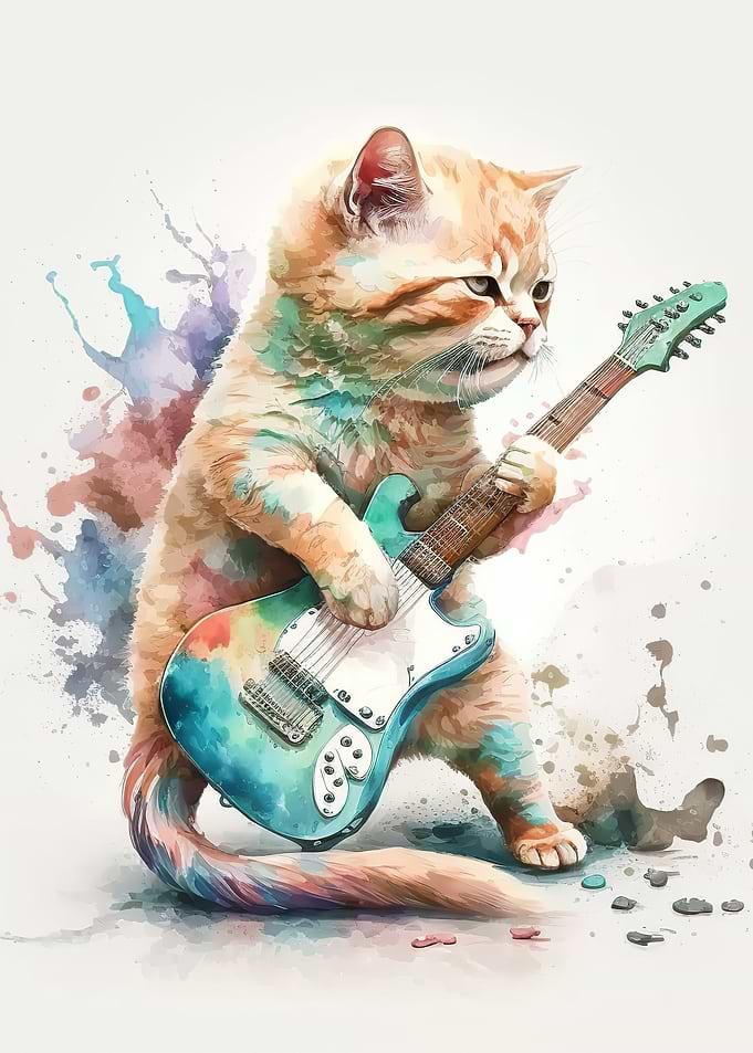 Cat playing guitar