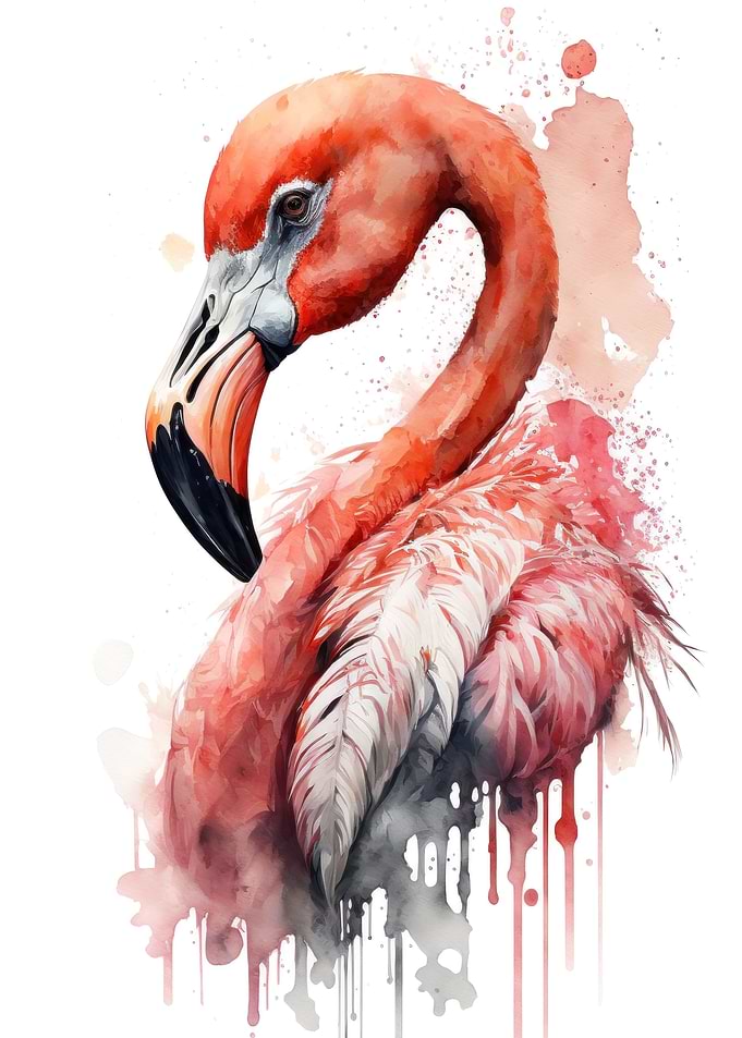 Flamingo in watercolor